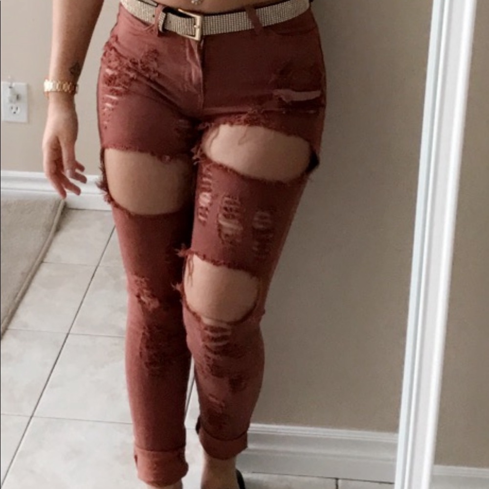 Fashion Nova pants rusty color stretchy